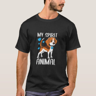 Mens My Spirit Animal Beagle Dog I Love Dad Heart  T-Shirt