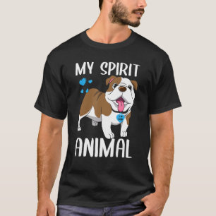 Mens My Spirit Animal Bulldog I Love Dad Heart Val T-Shirt