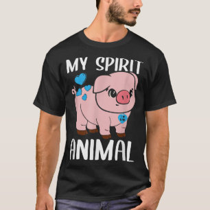 Mens My Spirit Animal Pig I Love Dad Heart Valenti T-Shirt