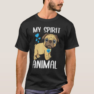 Mens My Spirit Animal Pug Dog I Love Dad Heart Val T-Shirt