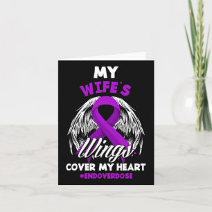 Mens My Wife's Wings Cover My Heart End Overdose Card