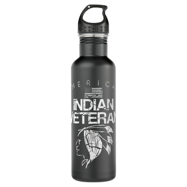 Mens Native American Veteran Shirts for Men 710 Ml Water Bottle (Front)
