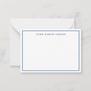 Men's navy.black simple flat note cards stationery