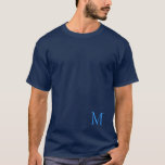 Men's Navy Blue Monogram Modern Top T-Shirts<br><div class="desc">Men's Navy Blue Monogram Modern T-Shirts Elegant Trendy Template Personalize Basic Dark T-Shirt.</div>