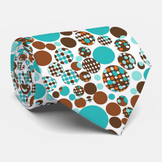 Men's Necktie Turquoise Brown Circles