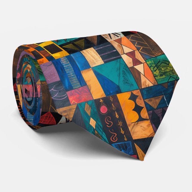 Men's Nectie Abstract Pattern African Neck Tie (Rolled)