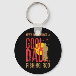 Mens Never Underestimate A Cool Dad With a Fishing Keychain