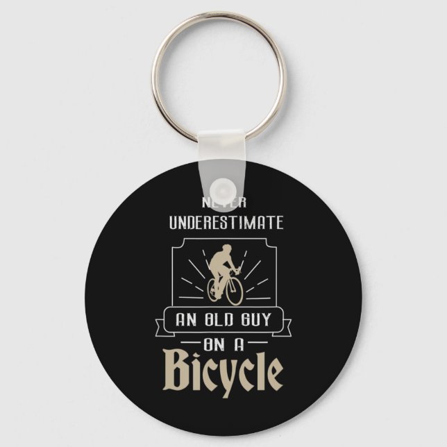 Mens Never Underestimate An Old Guy On A Bicycle C Keychain (Front)