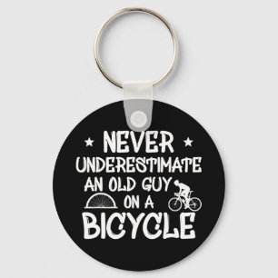Mens Never Underestimate An Old Guy On a Bicycle L Keychain
