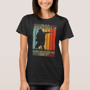 Mens Never Underestimate an OLD MAN Vintage US Vet T-Shirt
