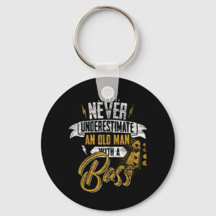 Mens Never Underestimate An Old Man With A Bass Gu Keychain