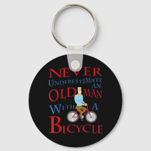 Mens Never Underestimate An Old Man With A Bicycle Keychain