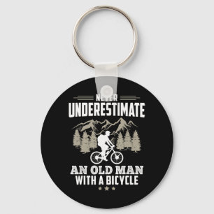 Mens Never Underestimate An Old Man With A Bicycle Keychain