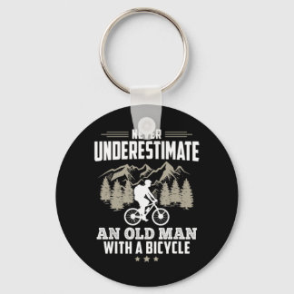 Mens Never Underestimate An Old Man With A Bicycle Keychain