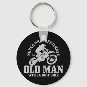 Mens Never Underestimate An Old Man With A Dirt Bi Keychain