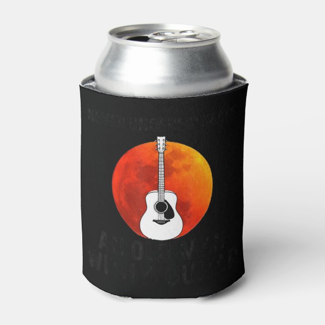 Mens Never underestimate an old man with a Guitar  Can Cooler (Can Front)