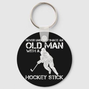 Mens Never Underestimate An Old Man With A Hockey Keychain