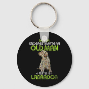 Mens Never Underestimate An Old Man With A Labrado Keychain