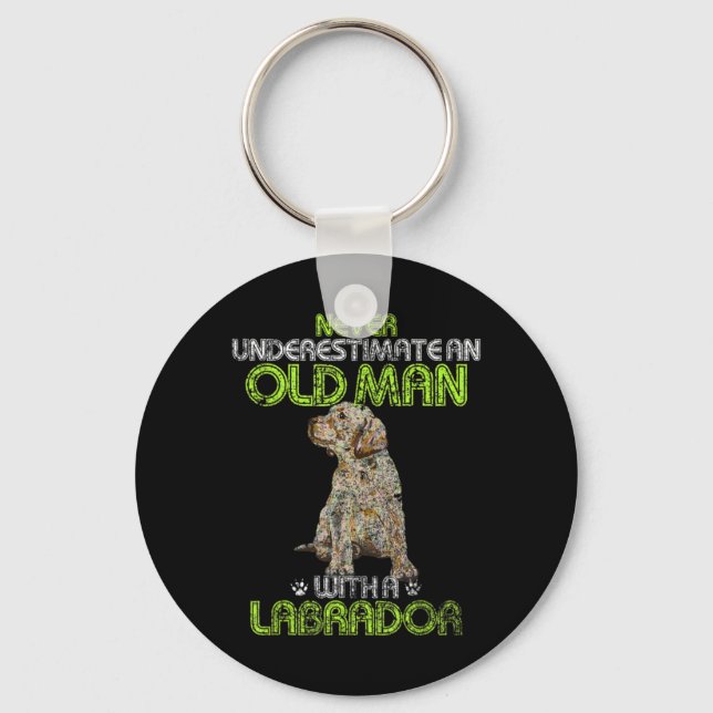 Mens Never Underestimate an old man with a Motorho Keychain (Front)