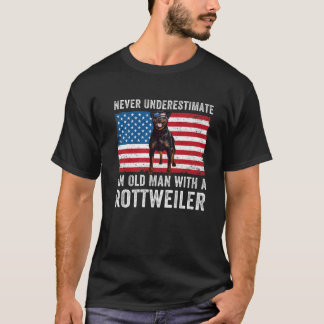 Mens Never Underestimate An Old Man With A Rottwei T-Shirt