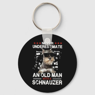 Mens Never Underestimate An Old Man With A Schnauz Keychain