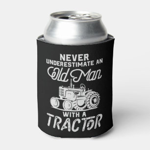 Mens Never Underestimate An Old Man With A Tractor Can Cooler