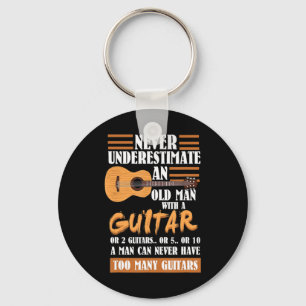 Mens Never Underestimate Old Man with Pickleball P Keychain