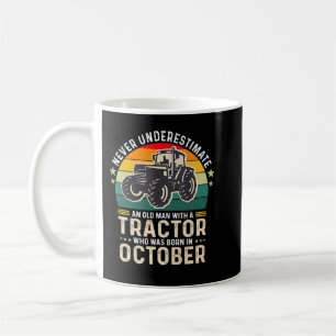 Mens never underestimate old man with tractor born coffee mug