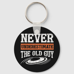 Mens Never Underestimate The Old Guy Funny Disc Go Keychain