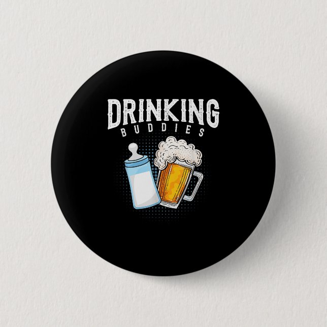 Mens New Dad Beer And Milk Joke  2 Inch Round Button (Front)