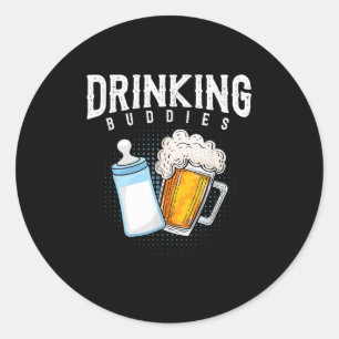 Mens New Dad Beer And Milk Joke  Classic Round Sticker