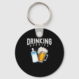 Mens New Dad Beer And Milk Joke Keychain
