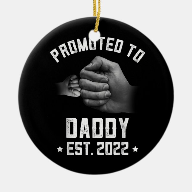 Mens New Dad Fun Pregnancy Announcement Promoted Ceramic Ornament (Front)