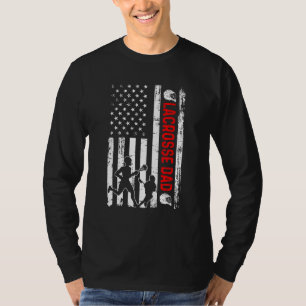 Mens New Dad Soon To Be Lacrosse Daddy Retro Ameri T-Shirt