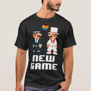 Mens New Game Newlyweds Gay Gamer LGBT Wedding T-Shirt