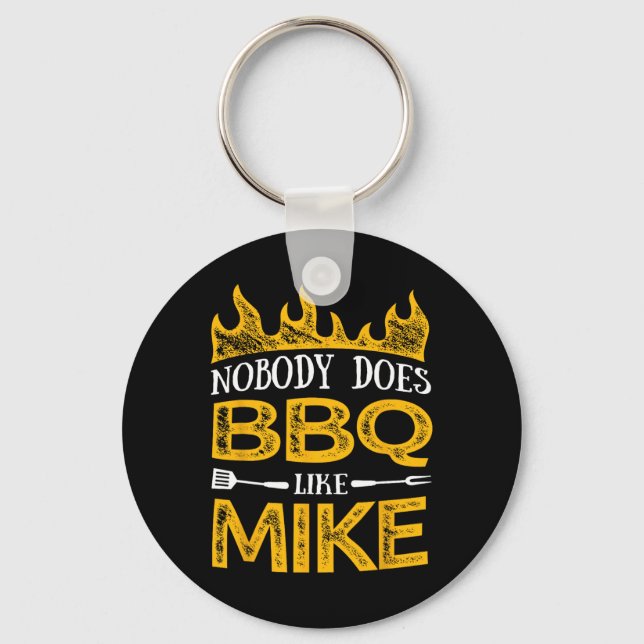 Mens Nobody Does Bbq Like Mike  Keychain (Front)