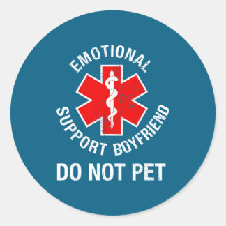 Mens Not Pet Emotional Support Classic Round Sticker