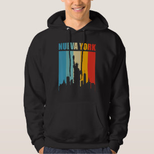 Mens Nueva York Spanish New York Retro Style Vinta Hoodie