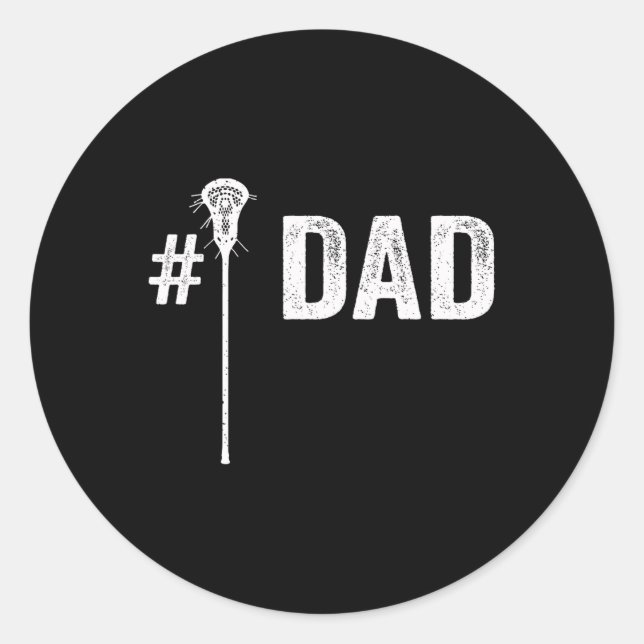 Mens Number One Lacrosse Dad  Classic Round Sticker (Front)
