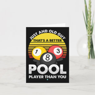 Mens Old Guy Pool Player - Funny Billiards Gift Id Card