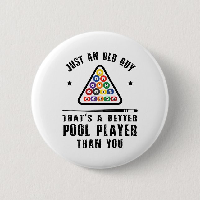 Mens Old Guy Pool Player Gift For Elder Billiards  2 Inch Round Button (Front)