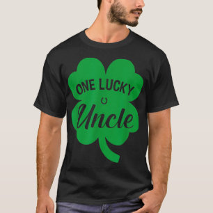 Mens One Lucky Uncle Shamrock Four Leaf Clover St T-Shirt
