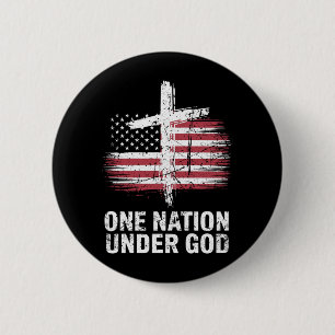 Mens One Nation Under God Aamerican Flag Christian 2 Inch Round Button