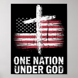 Mens One Nation Under God Aamerican Flag Christian Poster
