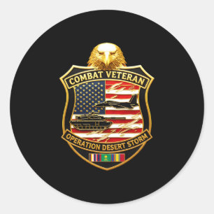 Mens operation desert combat veteran gulf war classic round sticker
