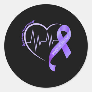 Mens Overdose Awareness Month Purple Ribbon Heart Classic Round Sticker