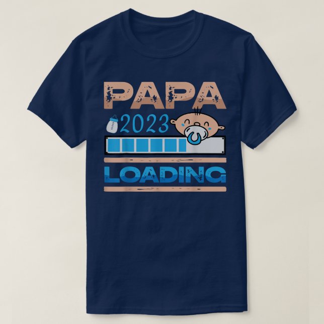 Mens Papa 2023 Loading Soon to be Dad Baby Boy Fat T-Shirt (Design Front)