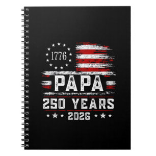 Mens Papa American Flag 250 Years 4th of July Gran Notebook
