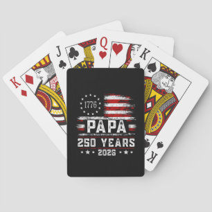 Mens Papa American Flag 250 Years 4th of July Gran Playing Cards