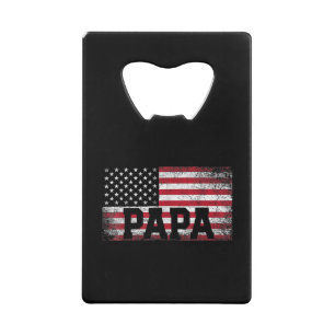 Mens Papa American Flag Father's Day 4th of July G Credit Card Bottle Opener